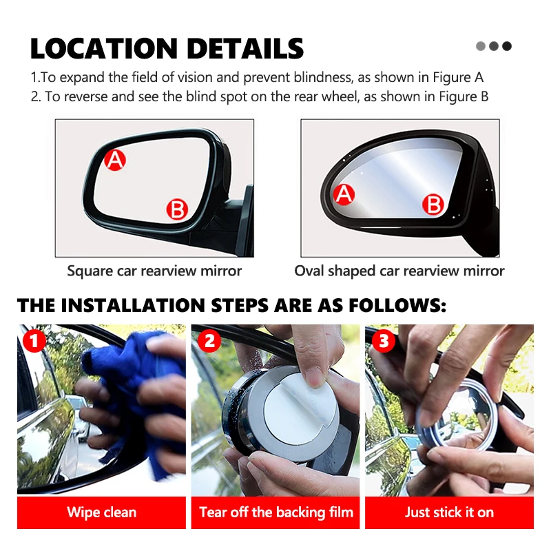 Car Rearview Mirror Small Circular Mirror Blind Spot Wide Angle For Suzuki Vitara Swift Grand Vitara Delica Jimny DZire Alto view 6