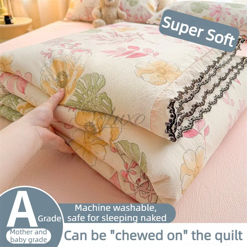 Soft Cloud-feeling Summer Duvet Soy Fiber Filling Blanket Skin-friendly Breathable Comforter Thin Well-vetilated All Ages Quilt