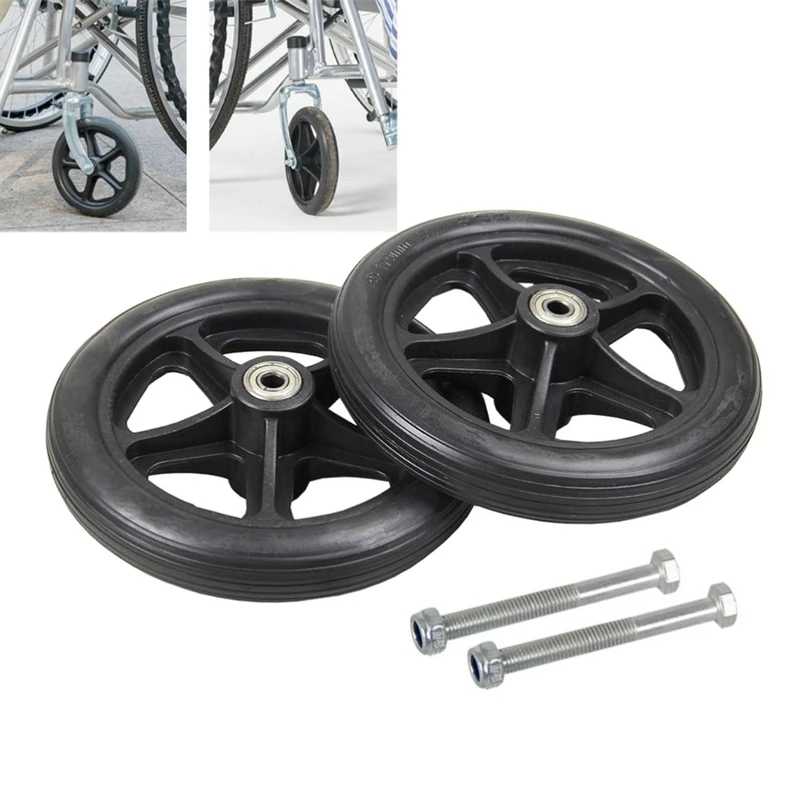 

2PCS 7 Inch Wheelchair Casters Small Cart Rollers Chair Wheelchair Front Wheel Wheelchair Casters Replace Diameter 8MM