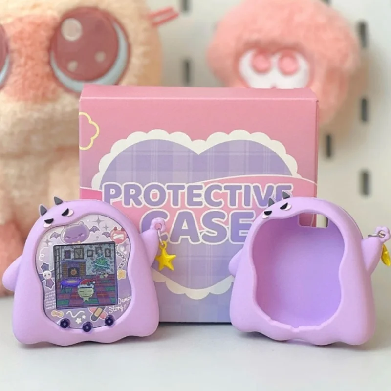 Etui na cyfrowego zwierzaka Tamagotchi Uni - świecące w ciemności diabełkowe fioletowo-różowe silikonowe etui ochronne na zabawkę