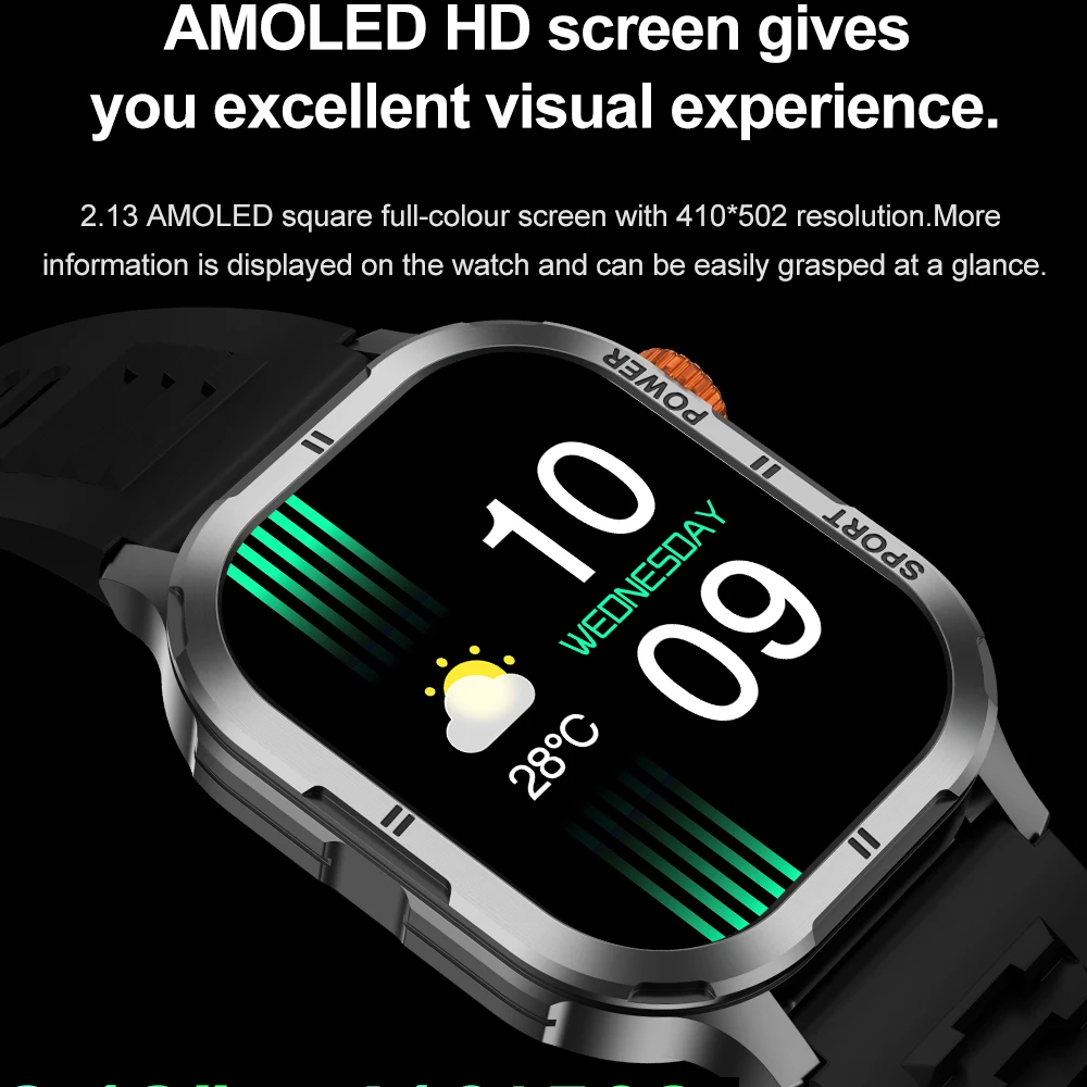 Smart Watch Men Heart Rate Sport DIY Dial 410*502 AMOLED Screen Remote Control Smartwatch Women 350mAh Waterproof Health Monitor