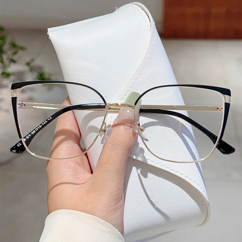 KAMMPT Oversized Cat Eye Glasses Women 2024 Fashion Vintage Multi-color Rim Optical Frames Trendy Blue Light Blocking Eyewear
