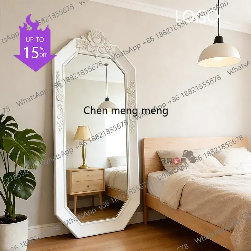 French retro floor-to-ceiling full-length mirror household bedroom special-shaped wall-mounted dressing mirror