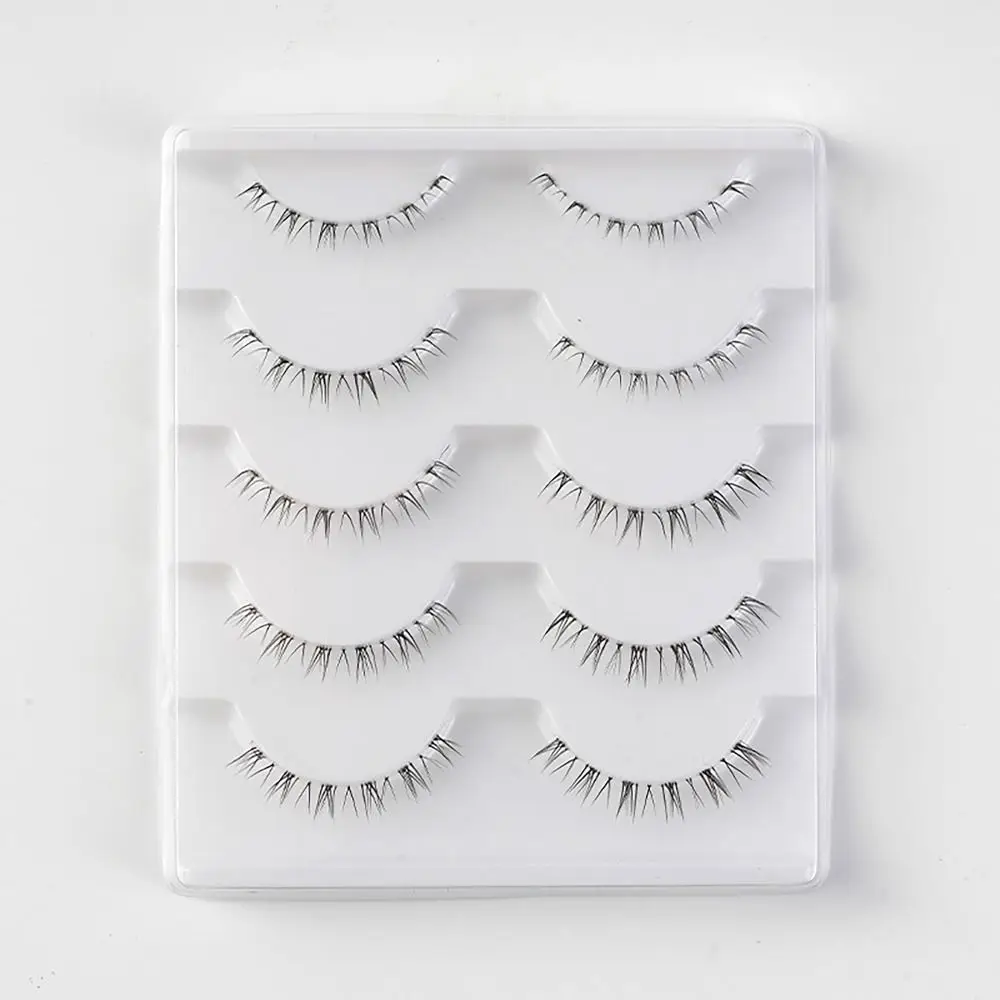 5pairs Natürliche Ganze Paar Untere Wimpern Kleine Teufel DIY einteiliges Gefälschte Wimpern Transparent Stiele Augen Makup-Tool frauen