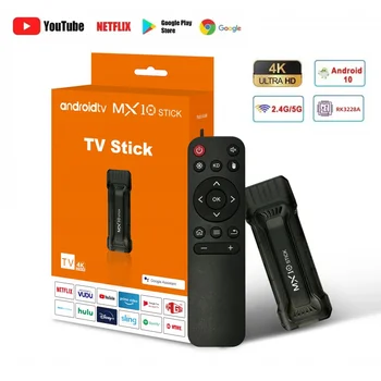 Android 11 OS MX10 TV stick HDR set top 4K 1080p 2.4g/5G WiFi smart tv sticks voor Google YouTube Netflix netwerk mediaspeler
