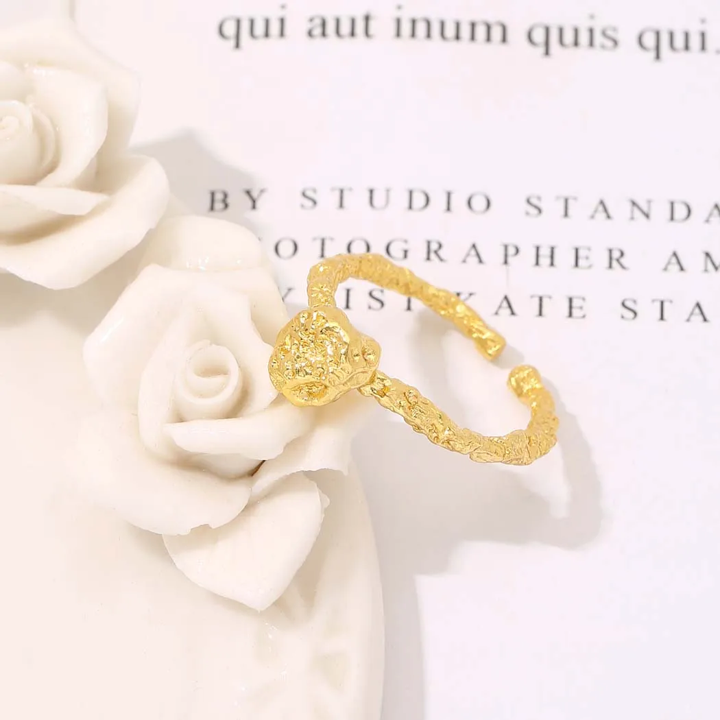 CHENGXUN Irregular Geometric Round Bead Opening Ring Women Adjustable Gothic Gold Plated Female Party Fingers Mother Day Gift