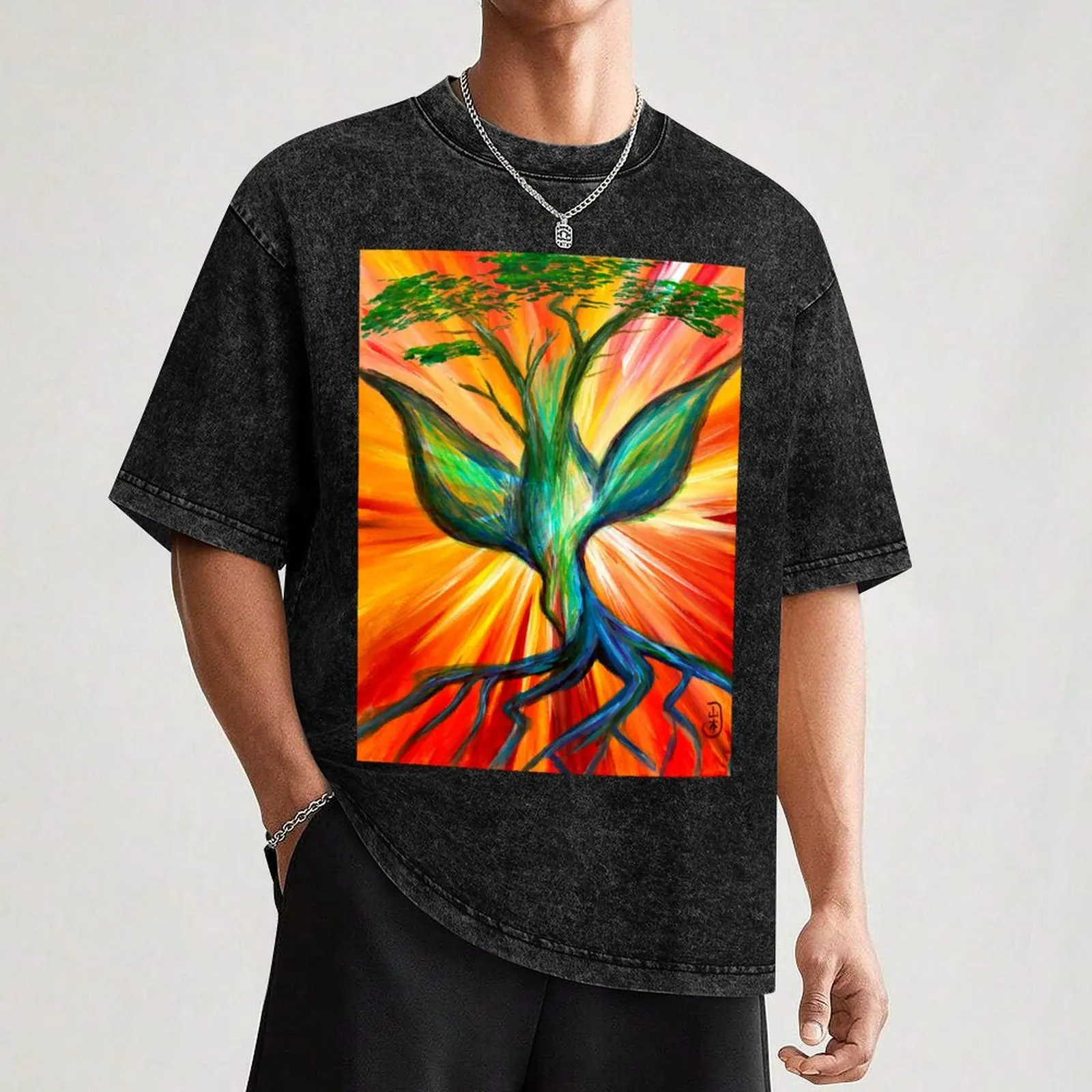 Holy Spirit Tree of Life, Colorful Abstract Christian Art, Spiritual Dove and Sunrise Painting