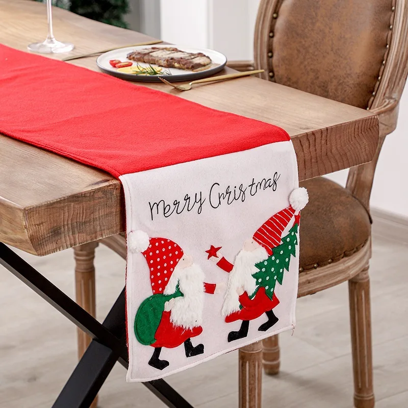 American Santa Claus Table Flag Family Pulling Red Velvet