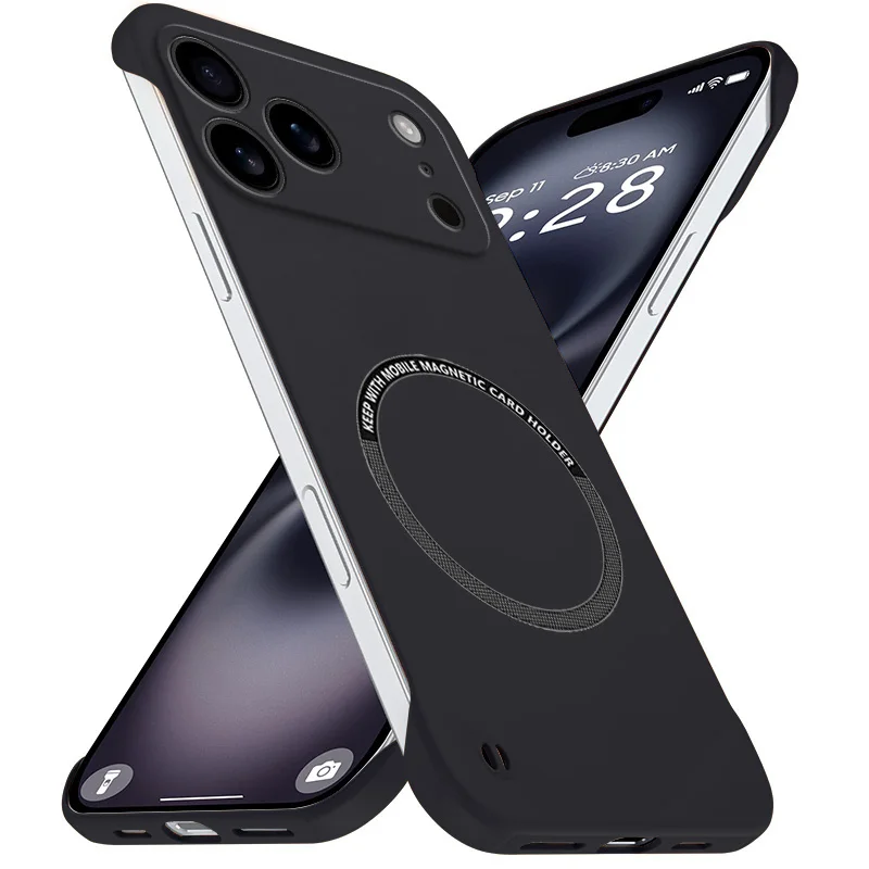 Magnetic Slim für iPhone 17 Pro Max Air Rahmenlose Handyhüllen, matte, kratzfeste, harte PC-Abdeckung, iPhone Air 17 Pro, stoßfeste Rüstung