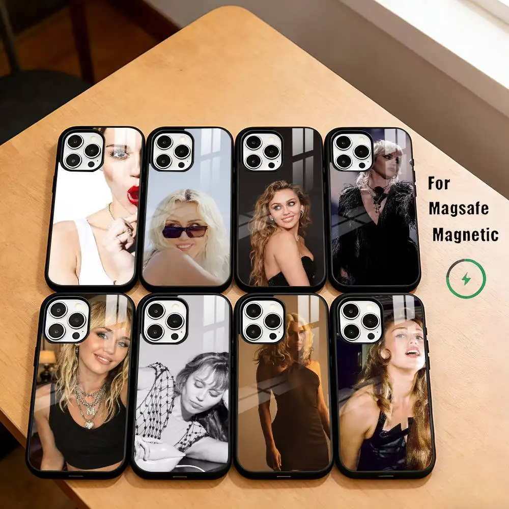 

American female artist M-Miley Cyrus Phone Case For iPhone17,16,15,14,13,12,11 Plus,Pro Magnetic with Magsafe Wireless Charging