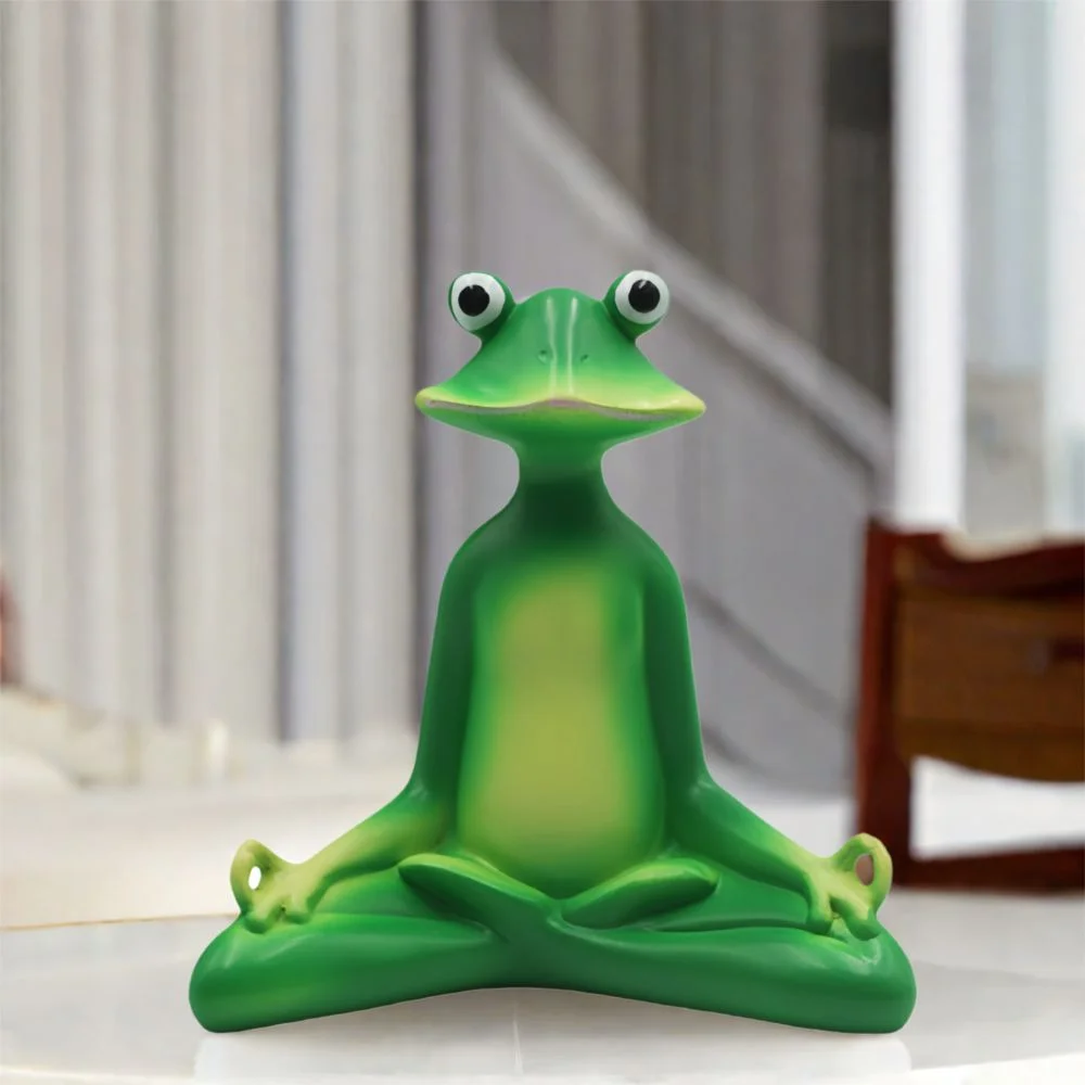 

Зеленый дзен-медитационная статуя лягушки, милые поделки из смолы, орнамент в виде медитации лягушки, ремесленная садовая фигурка животного, подарок