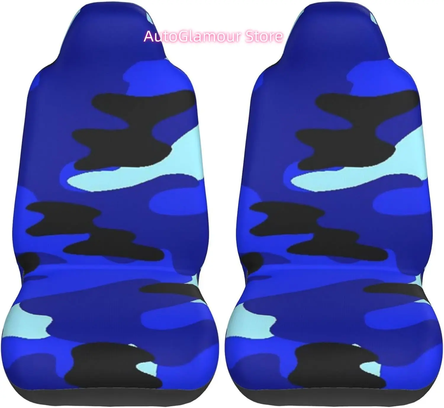 Soldier Blue Camo Pattern Universal Car Seat Covers 2-Piece Set - Stretch-to-Fit Front Seat Protectors for Cars, Trucks & Suvs |