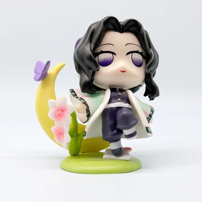 6-teiliges Set süßer Demon Slayer-Figuren, Geburtsblume, 9 cm große Anime-Figuren, Nezuko und Tanjiro, bewegliche PVC-Desktop-Ornamente