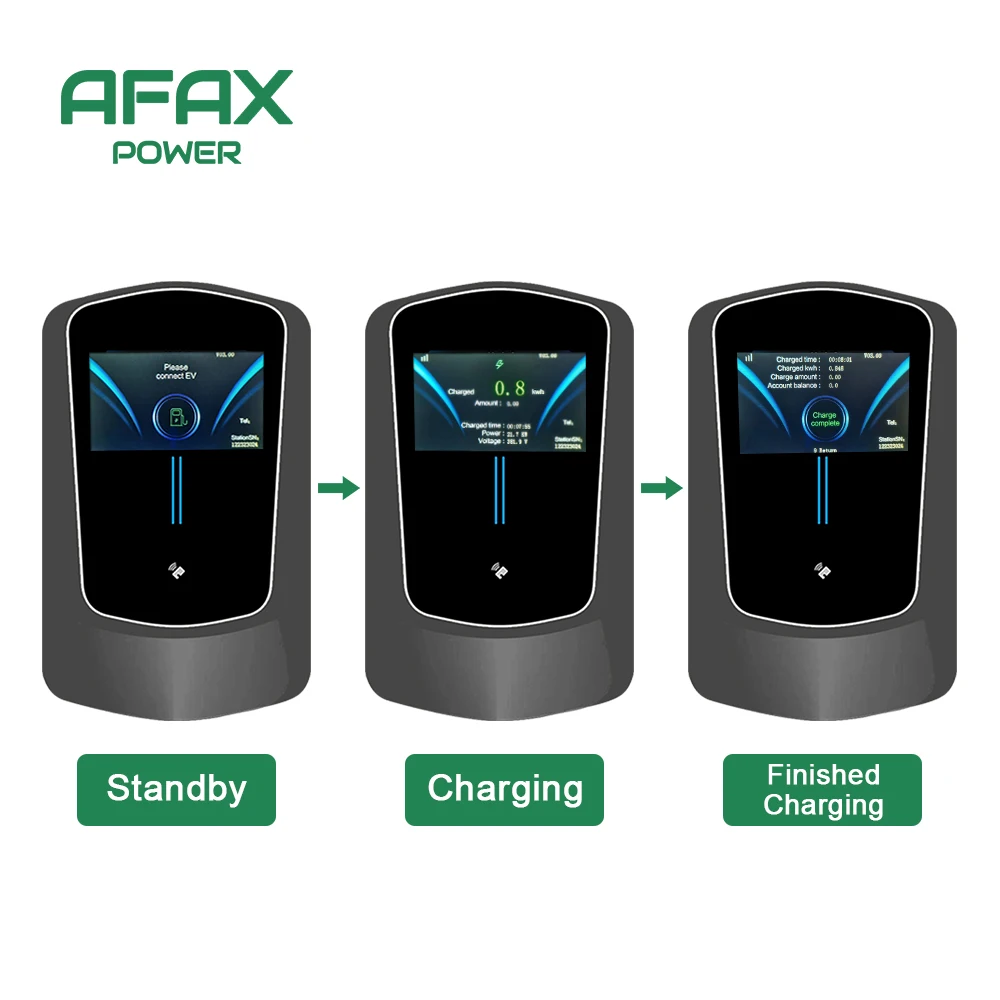 AFAX 7.6/11/22KW Cable EV Charger Type2 32A EVSE Charging Cable EU Plug Controller Wallbox for Electric Car APP Control