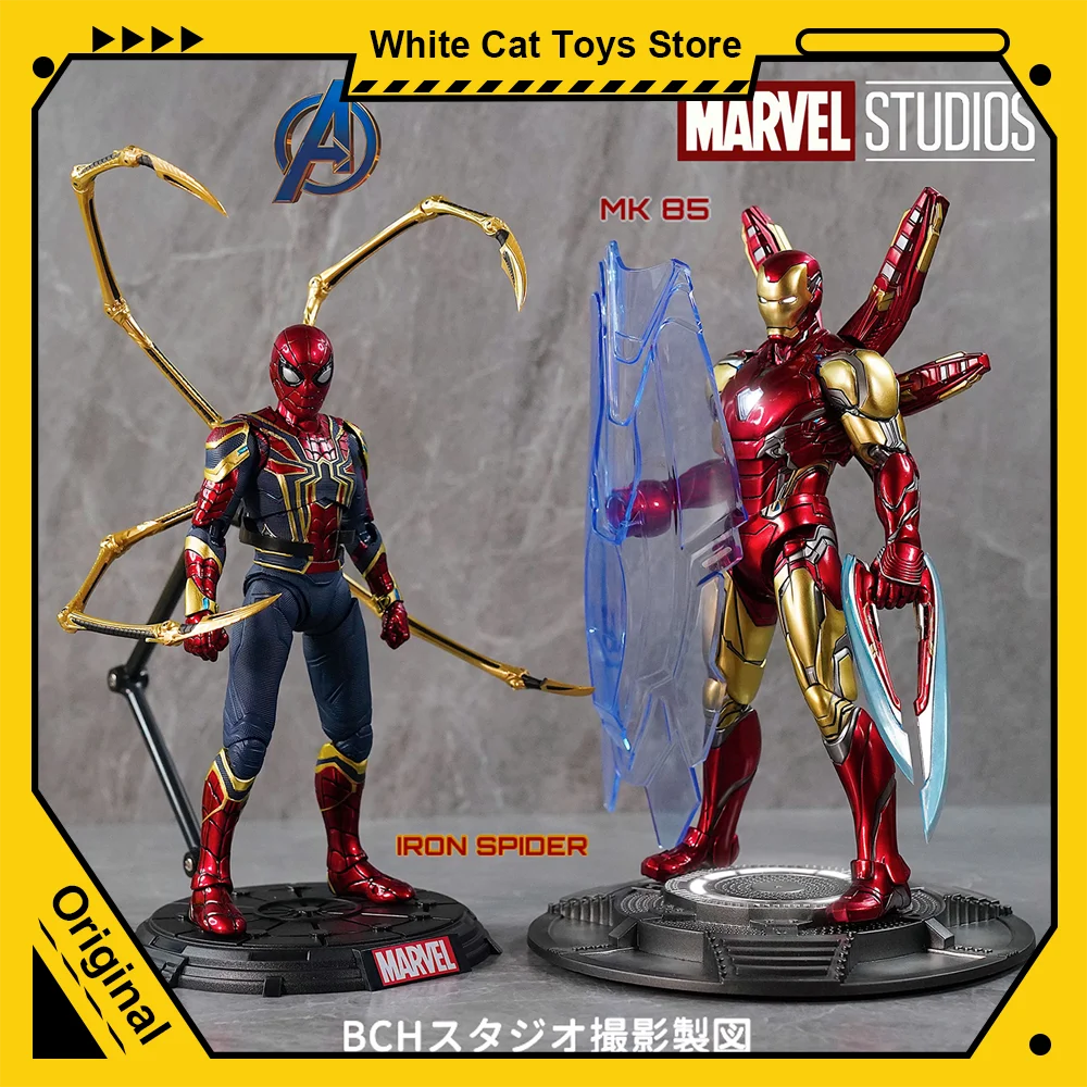 

Original Migu Marvel 1/19 Iron Man Spiderman Action Figure MK85 LED Light Anime Model Movie Movable Joints Doll Collection Toy