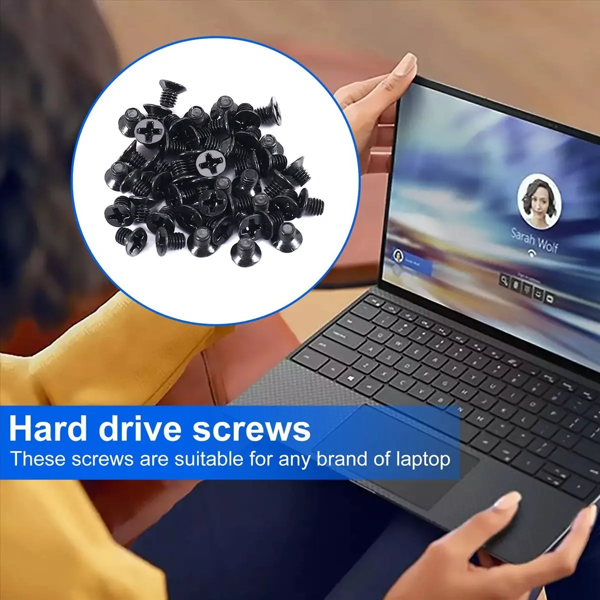 ●50 Pcs M3x4mm Screws Replacement Black for Laptop Hard Drive-ABFB