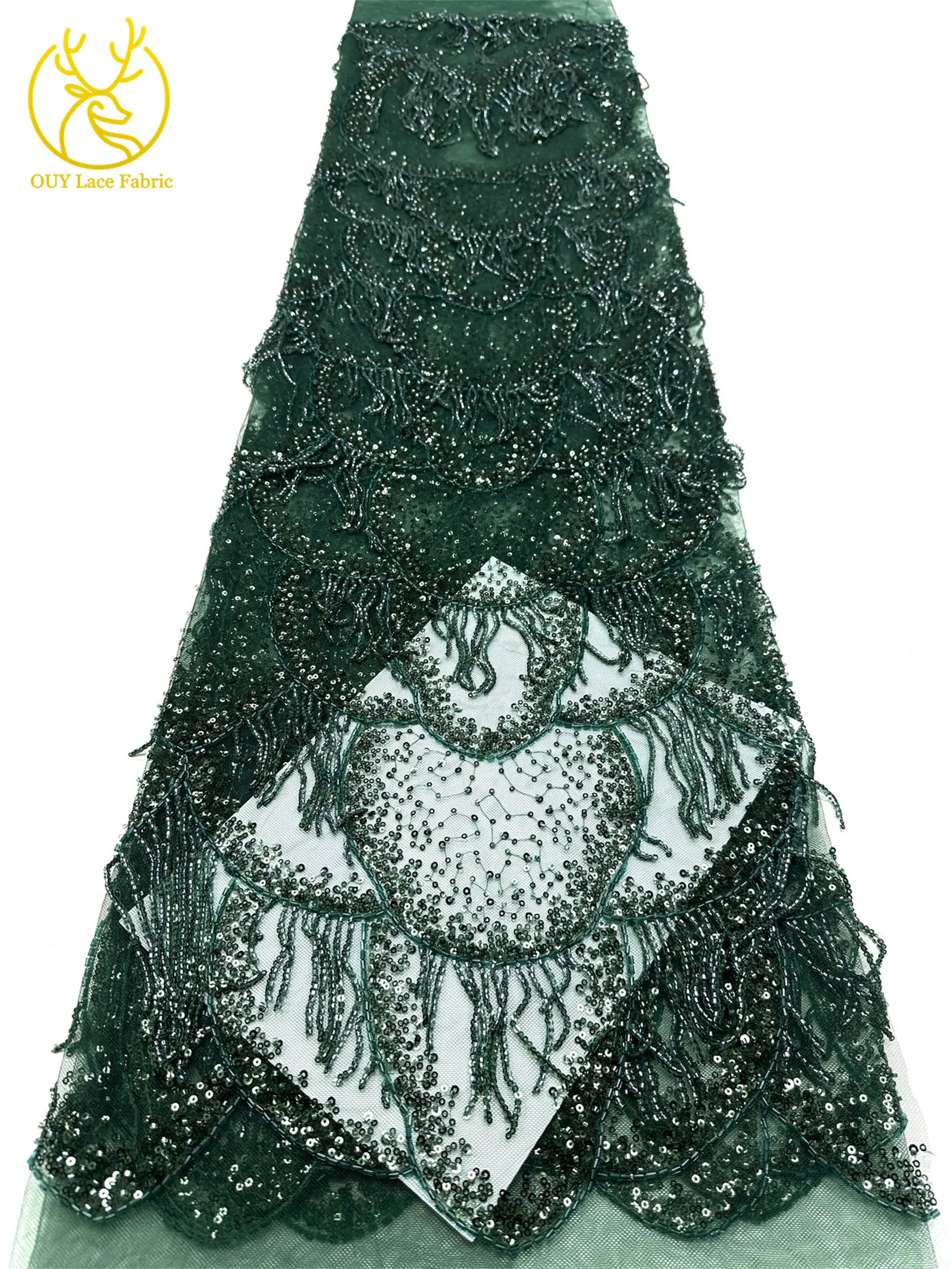 Goldene Luxus 3D Perlen-Spitze Nigerianischer Tüll-Netzstoff 2026 Hochwertige Afrikanische Spitze für Abendkleider und Hochzeitskleider zum Nähen – Detail 23