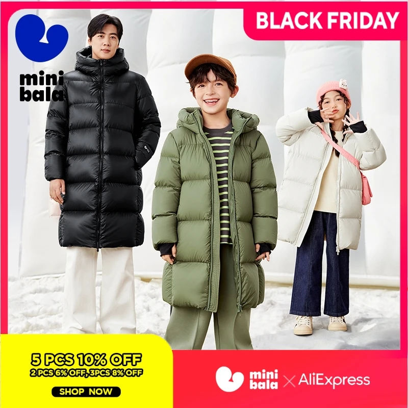 

Mini Bala Down Jacket for Boys and Girls Heat-Generating Cold-Resistant Parent-Child Long Down Jacke