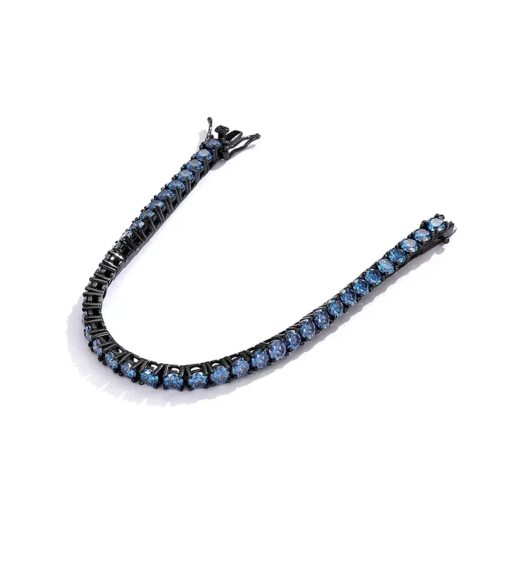 

Браслеты EUREKA из муассанита королевского синего цвета для женщин, в стиле хип-хоп, оригинальные украшения из стерлингового серебра 925 пробы, женские и мужские браслеты с муассанитом