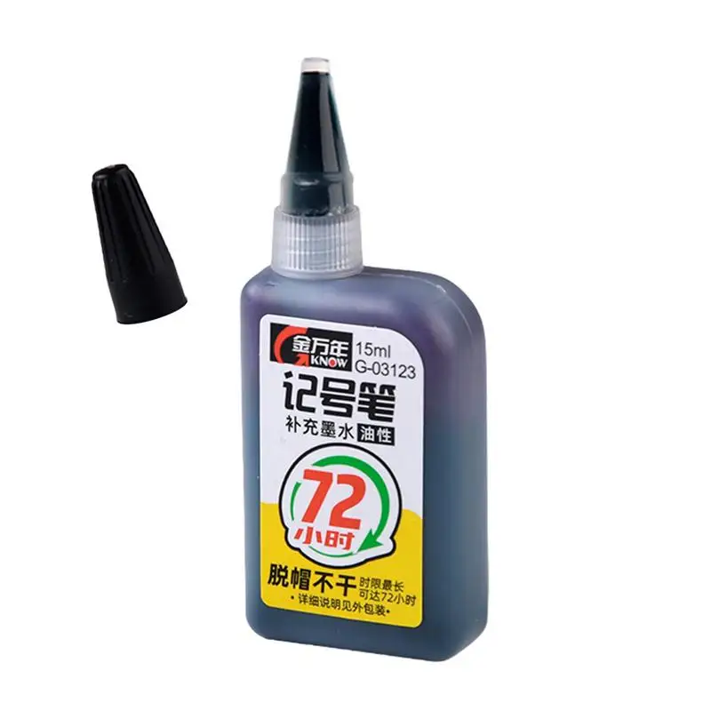 Permanent Marker Refill Ink 72Hours Super Color Refill Ink Marker Oil-Based Multicolor Marker Accessories Waterproof Craft