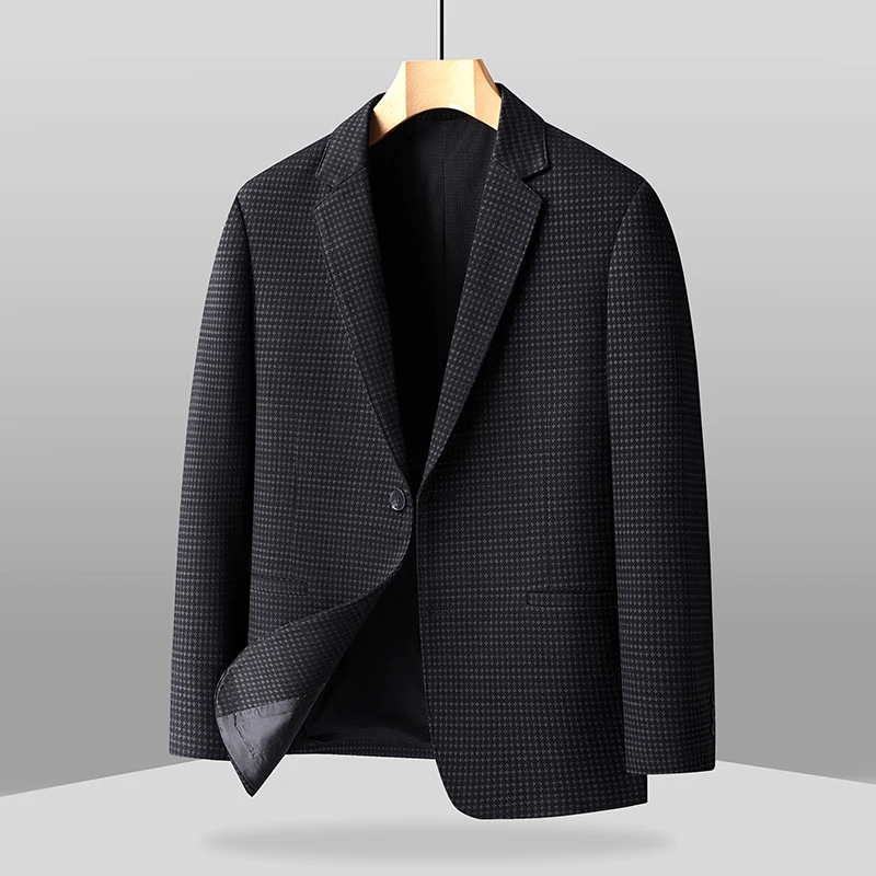 سترة رجالية كاجوال، عصرية، عصرية، رياضية وتنحيف على الطراز البريطاني للأعمال، سترة زفاف مربعة الشكل #2