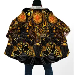 CLOOCL Winter Men Hooded Cloak Japanese Fox Fan Bell 3D Printed Fleece Hooded Coat Women Fashion Thick Warm Cape Coat