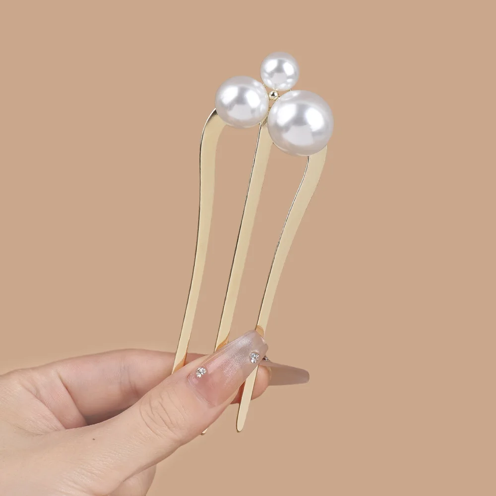 New Pearl Hairpins Korean U-shaped Metal Hair Clip Pins Women Girls Hair Sticks Bun Maker Hair Styling Tools Accessories Gifts image 4