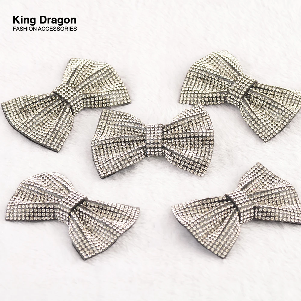 New Arrival 1PC Rhinestone Bow Knot Beaded Patch Cartoon Patches For Hats Bag Shoe Badges Applique For Clothes