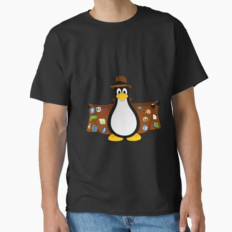 Tux the Salesman Linux Operating System Graphic T‑Shirt Short Sleeve Tees Geek IT Developer Fan Gift Streetwear S-6XL