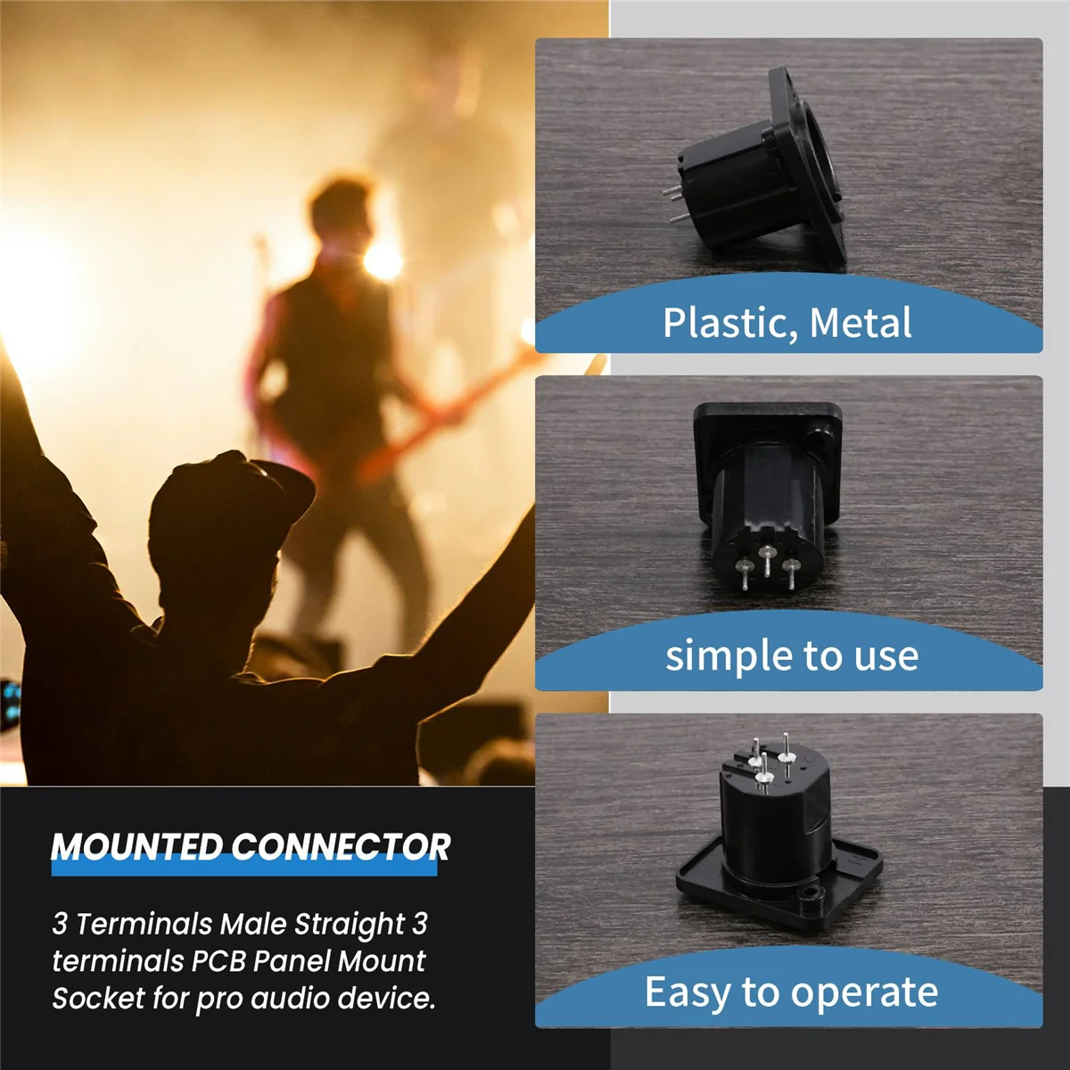 Supernew XLR Macho Plug Terminal Reto Conector Montado em Painel 10 Peças