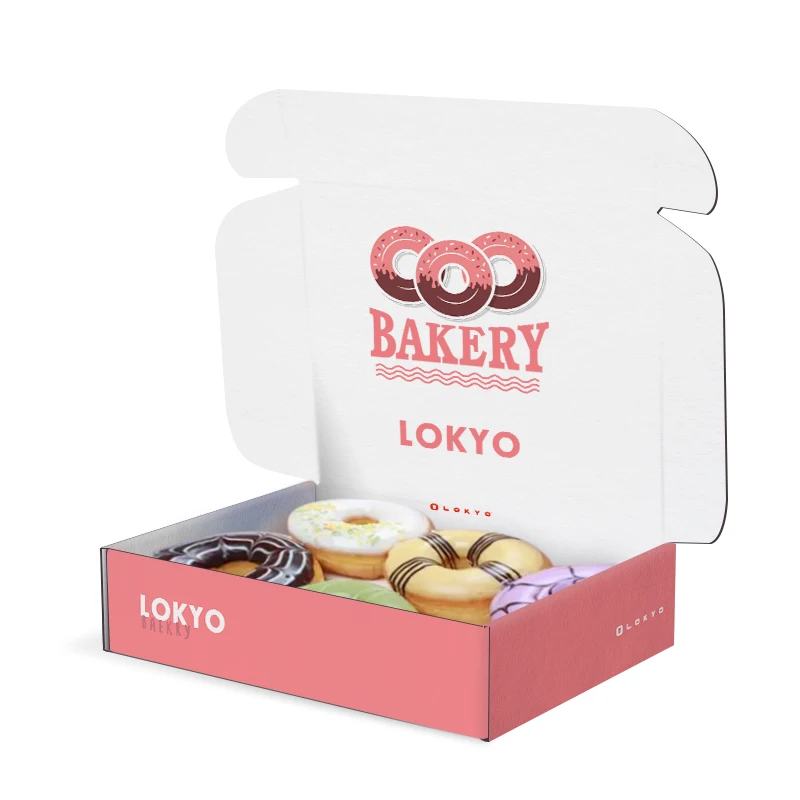 custom.LOKYO Custom Size Design Cookie Box Baking Packaging Puff Bakery Box with