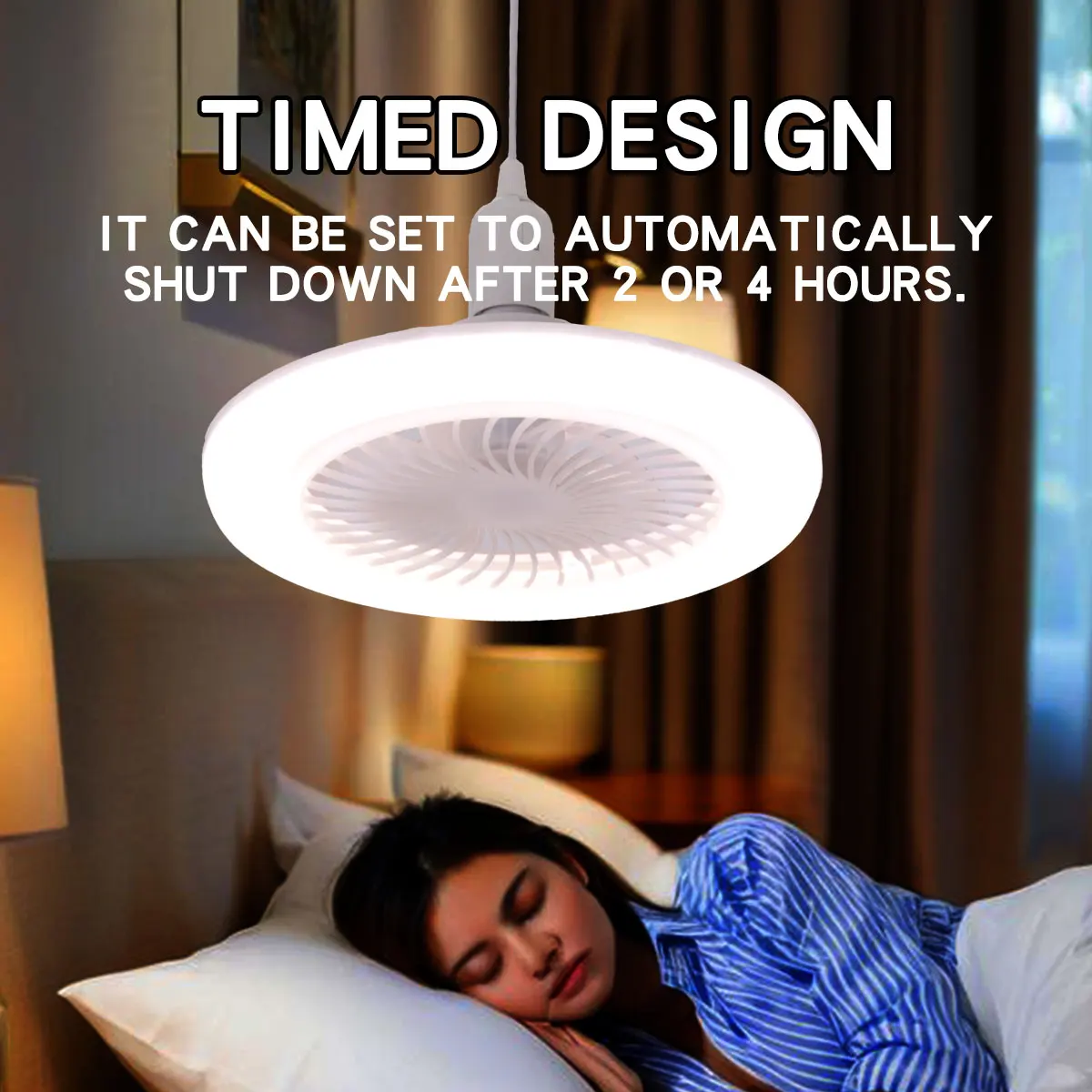 2 In 1 Ceiling Fan Lamps 3 Speeds Adjustable E27 Base Infinitely Dimmable for Living Room Bedroom Study LED Decorative Light image 6