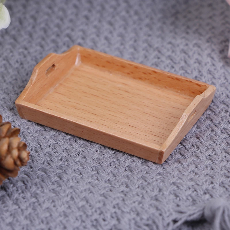 1/12 Dollhouse Miniature Wooden Plate Simulation Tray Model For Doll House Decor Cake Dessert Kitchen Cake Shop Accessories