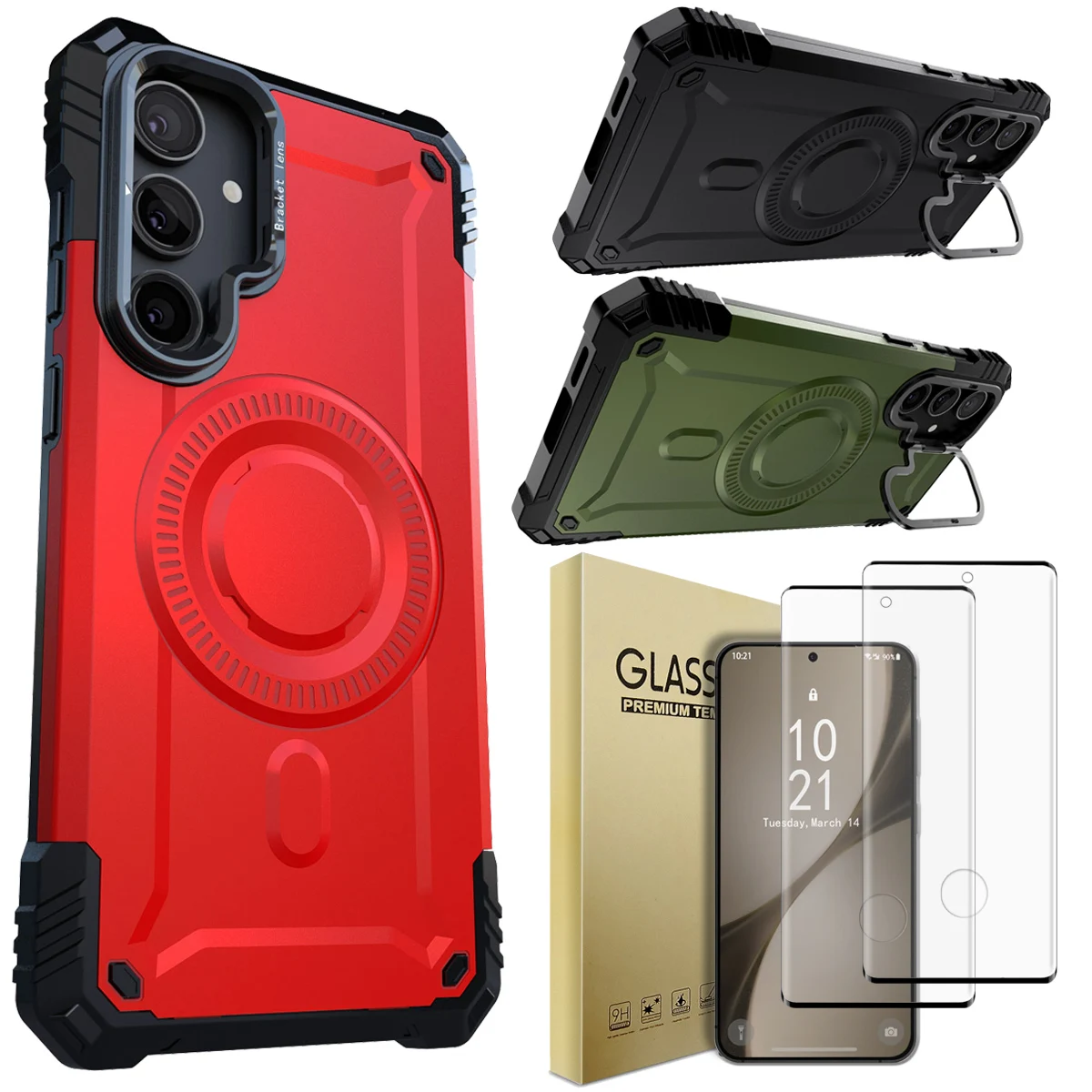 

Для Samsung Galaxy S24 S24 Plus S24 Ultra S24 FE чехол противоударный защитный чехол и 2 шт. закаленное стекло Защитная пленка для экрана