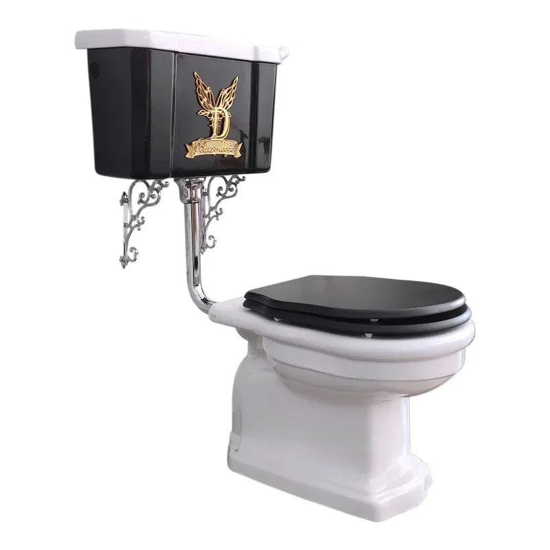 

Butterfly Pottery Retro Split Solid Wood Silent Small Apartment Bathroom Ceramic Deodorant Floor Toilet 1980S