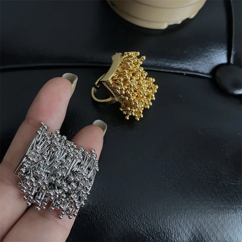 XIALUOKE Retro Fashion Metal Firework Design Open Index Finger Ring For Women Men Geometric Chunky Trendy Chunky Jewelry Gifts