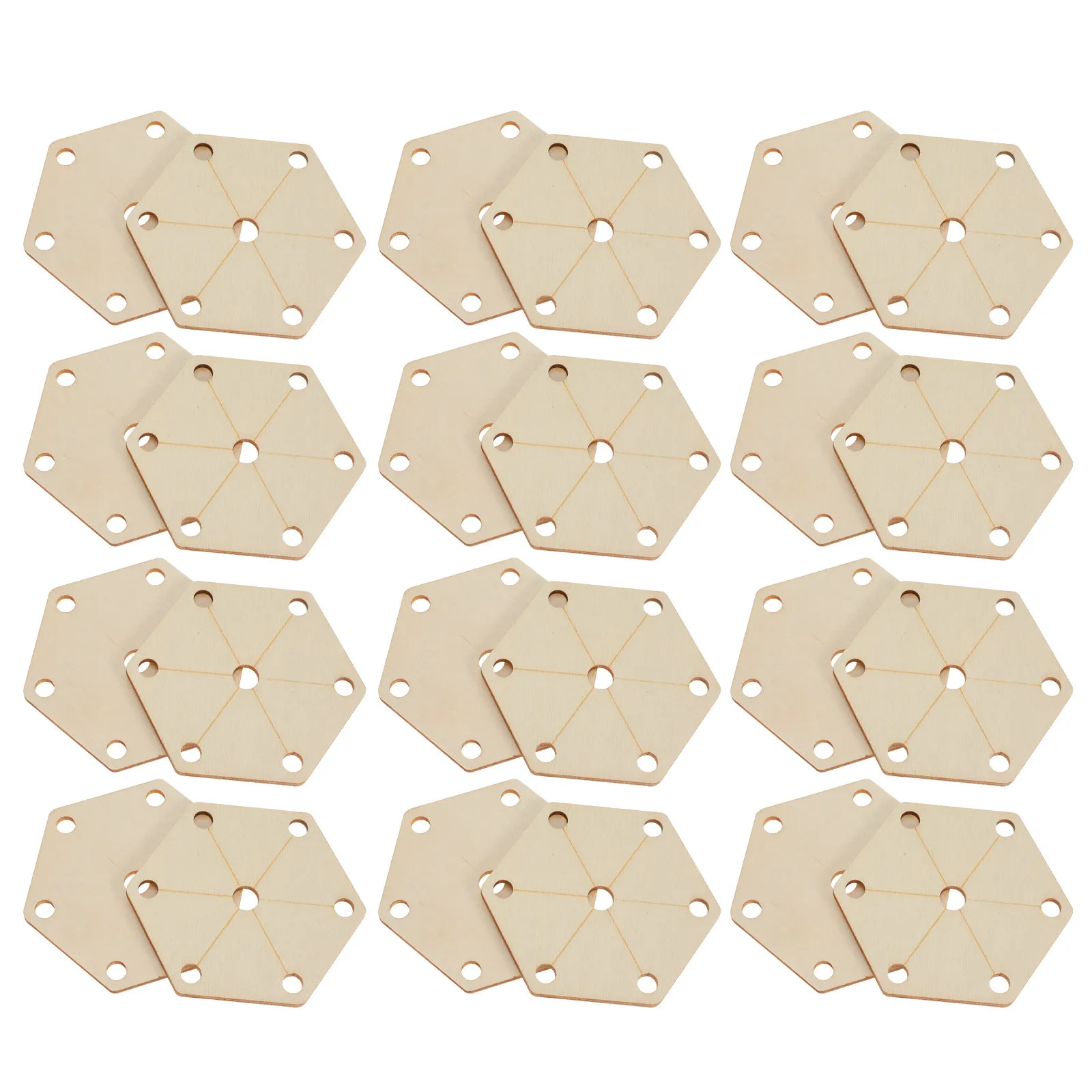 24Pcs Wood Loom Cards Hexagon Tablet Weaving Cards Natural Color Precise Wood Hand Weaving Tools for DIY Scarf Blanket Projects view 3