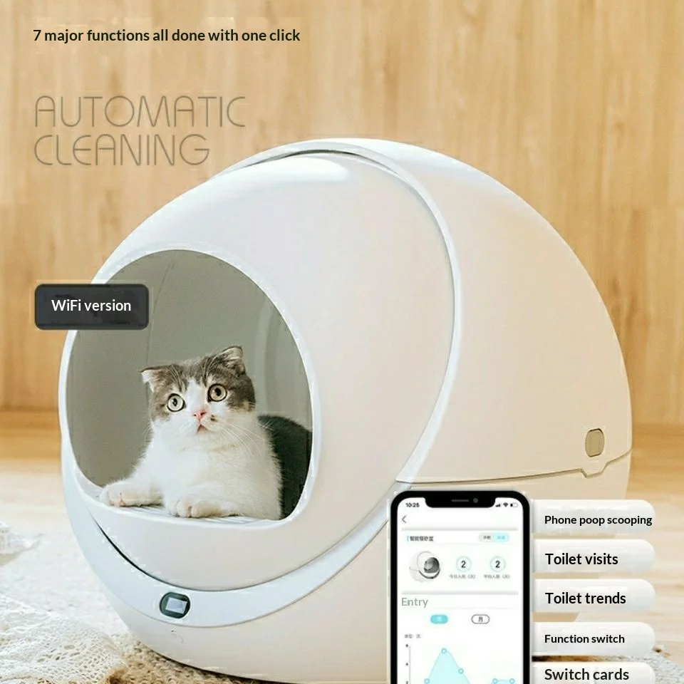 WiFi Smart Fully Enclosed Automatic Self-Cleaning Cat - Box App Control Sensor - Kitty Toilet for Indoor