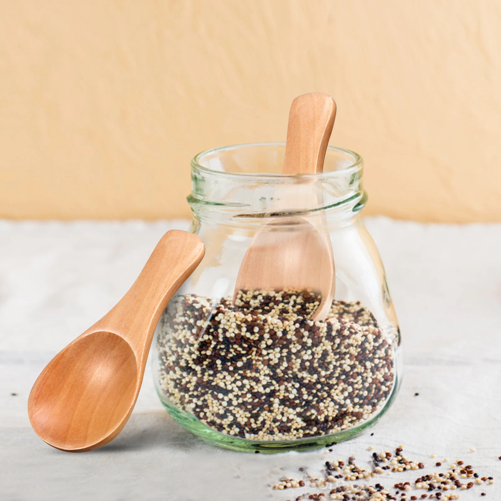 

9Pcs Mini Wooden Spoons Small Scoops for Condiments Coffee Tea Sugar Bath Salt Wooden Scoops for Jars Bath Salt Scoop