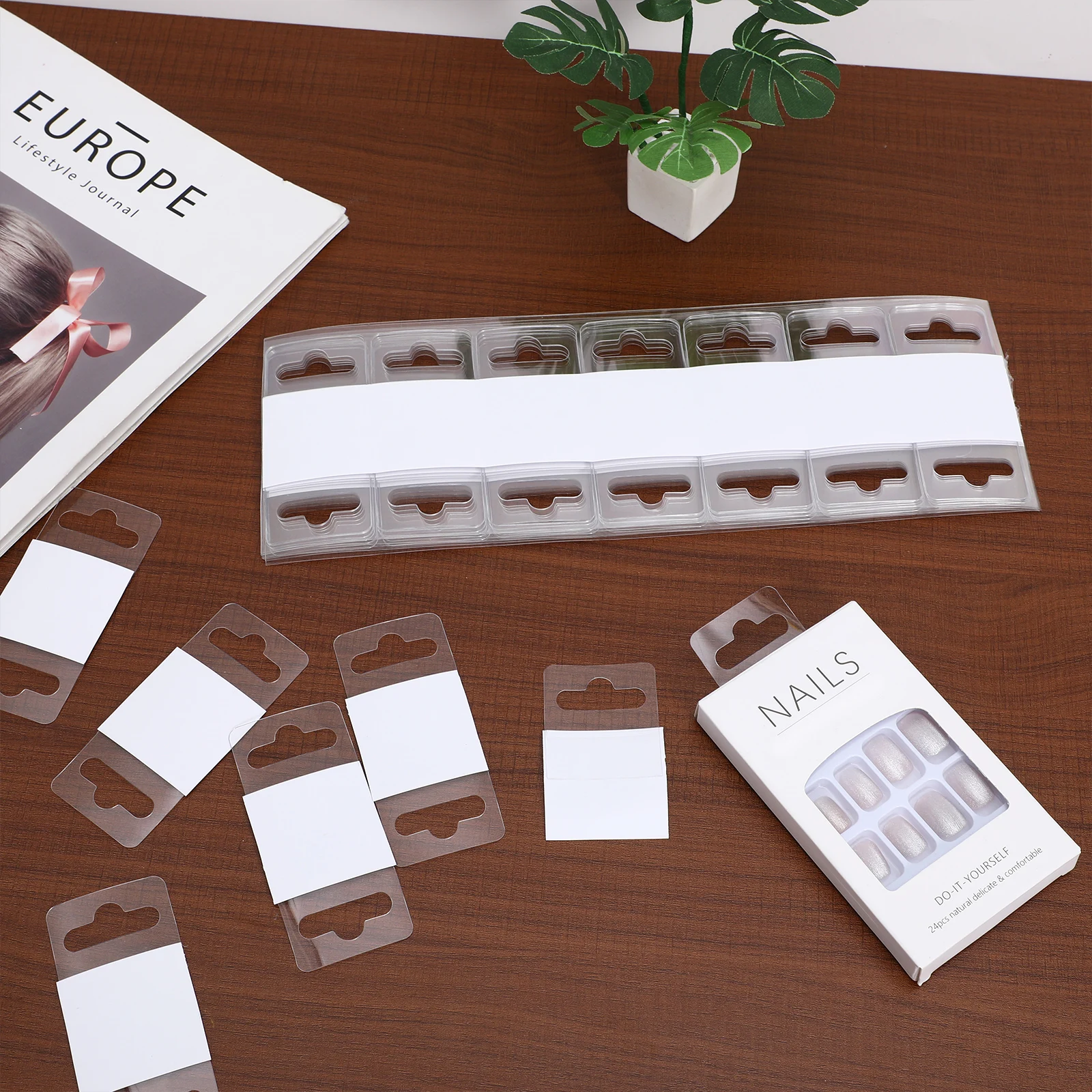 100pcs Hanging Tags Clear Adhesive Tabs Retail Display Self Adhesive Heavy Duty Pegboard Fixtures Hook Cards Slot Hole