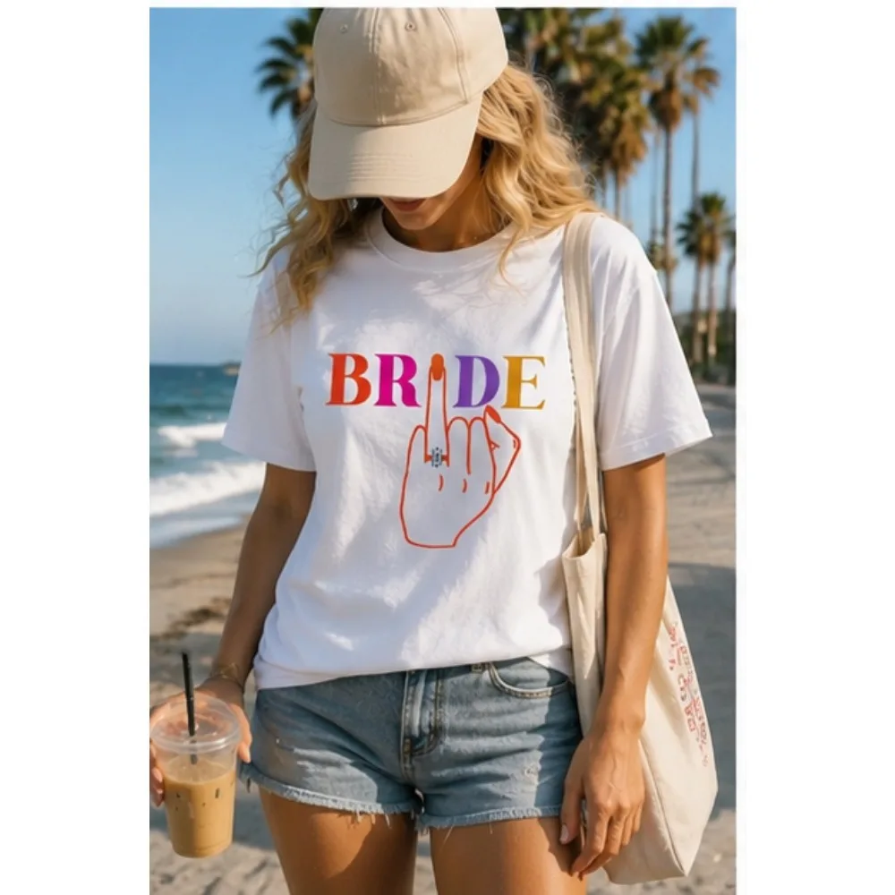 Future Team Bride Squad T-shirt Woman Bachelorette Party Single Farewell Y2k Tops Evjf Tees Ring Finger Bridal Wedding Blouse
