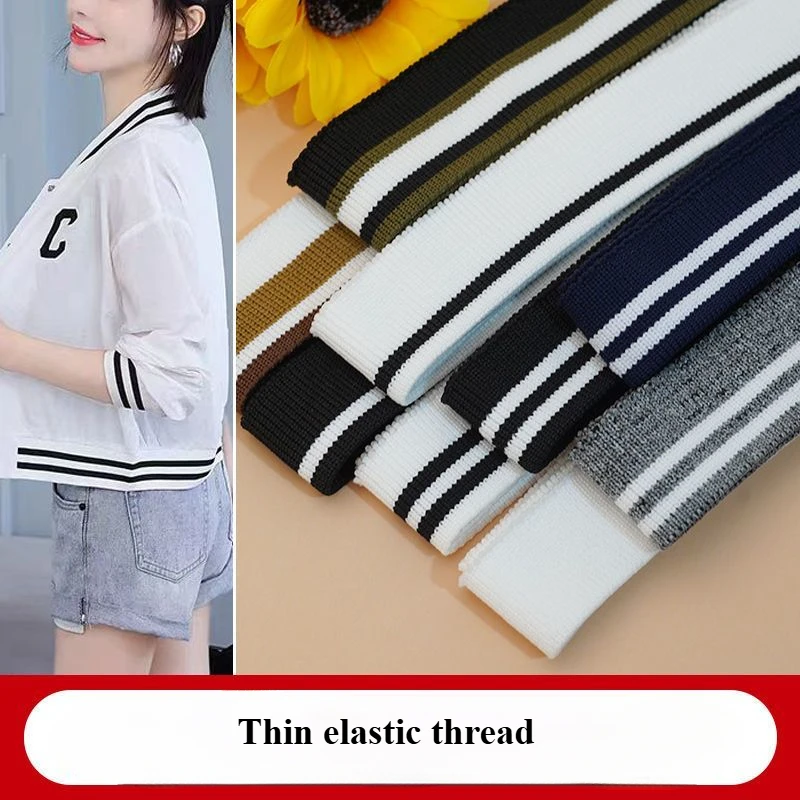 110cmx2.5cm Thin-gauge Ribbed Knit DIY Fabric with Elastic Zipper Closure for Collar Cuffs And Hem - Garment Making Supplies
