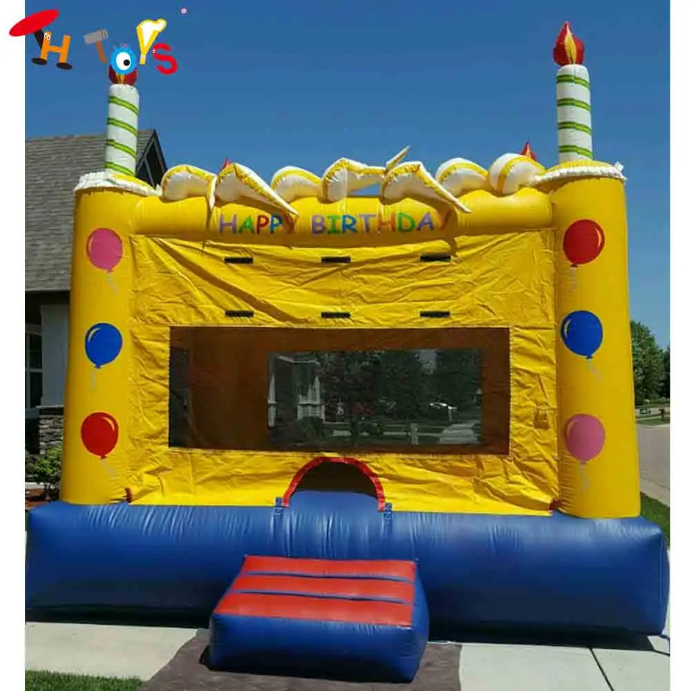 Fast Air Shipping 13*13FT Birthday Cake Inflatable Bouncer Custom Made Air Bouncy Castle for Children Party Rental