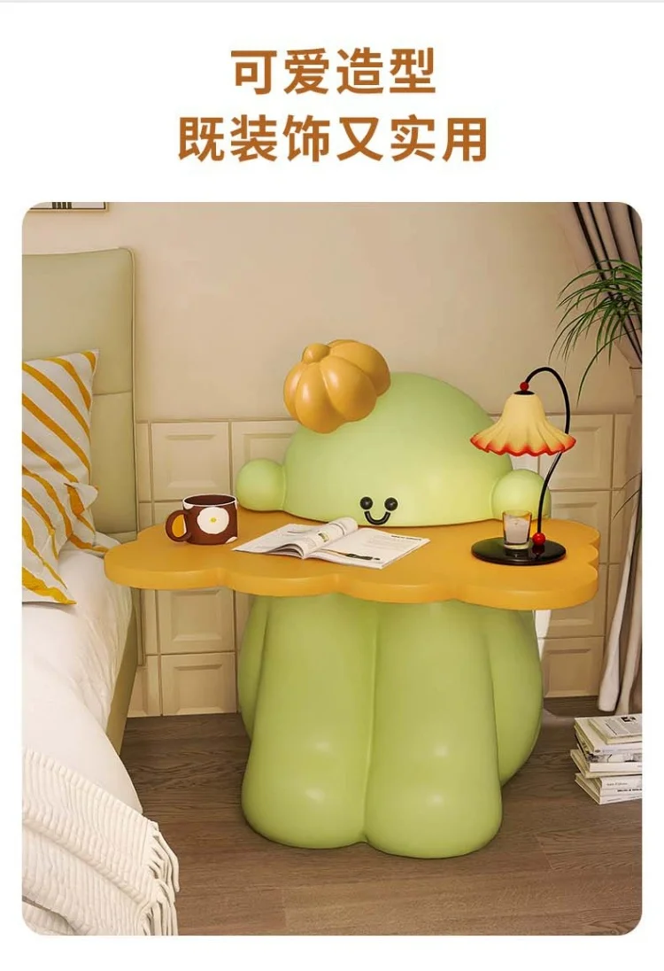 HHCream Green Kids Nightstand Unique Living Room Teen Cute Modern Bedsides Table Bedroom Storage Mesitas De Noche Home Furniture