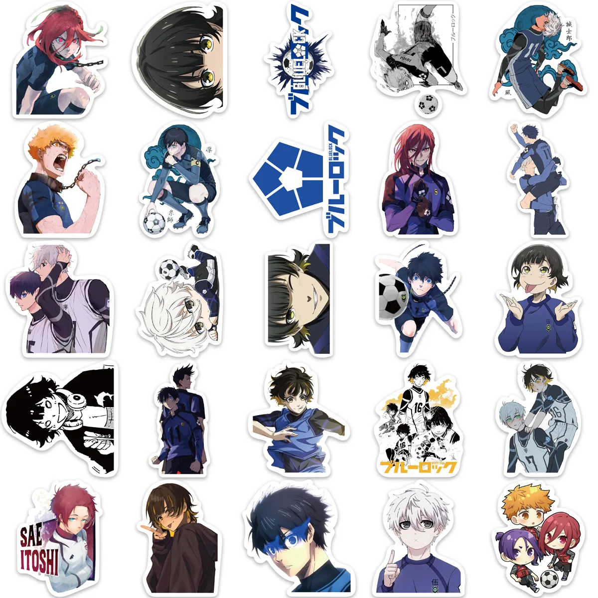 50pcs BLUE LOCK Football Anime Stickers Waterproof Graffiti Decals Phone Laptop Luggage Guitar Notebook Cartoon Stickers