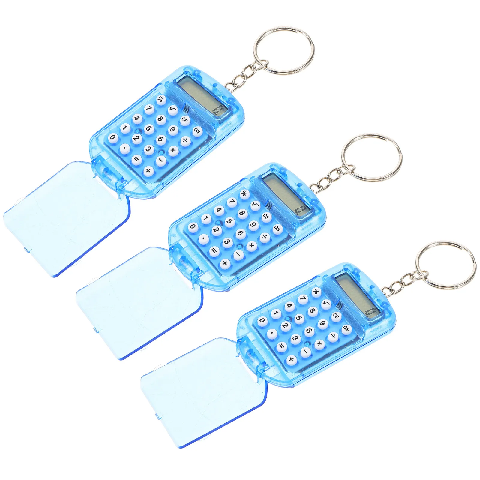 3Pcs Mini Calculator Portable Student Keychain Transparent Cartoon Pocket Size Efficient Tool School Supplies Pocket Calculators