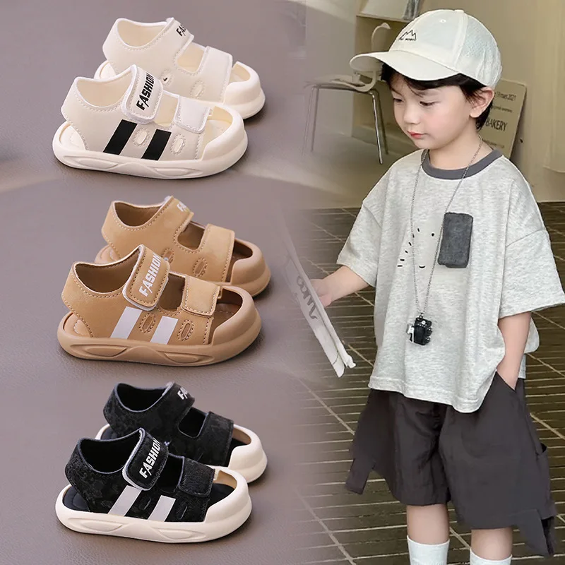 

PU Leather Sport Sandals For Children 2025 Trend Fashion Baby Boy's Girl's Sandals Ergonomics Soft-soled Child Sandals For Kids