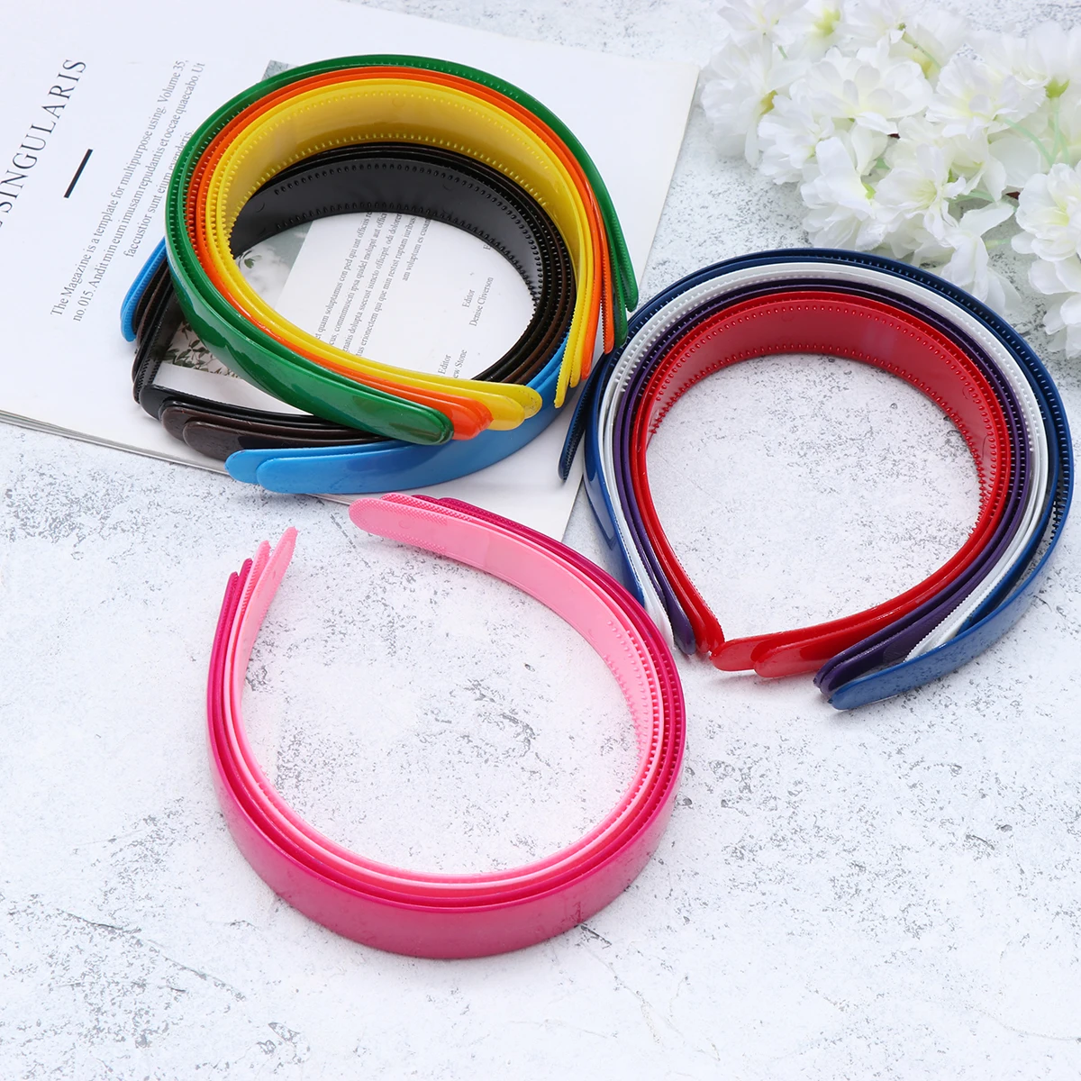 

24Pcs Plastic Candy Color Anti-Slip Wide Headband Hair Hoop for Women Girls Party Daily Hair Accessories Candy Color Headband