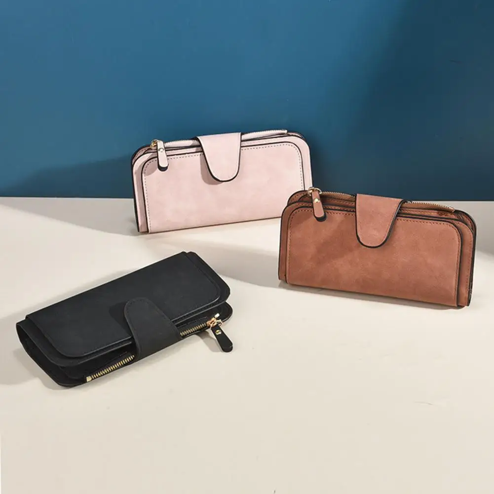 Women Long Wallet Large Capacity Card Holder Trifold Clutch Purse with Zipper Pocket 16 Card Slots ID Windows for Dates Work