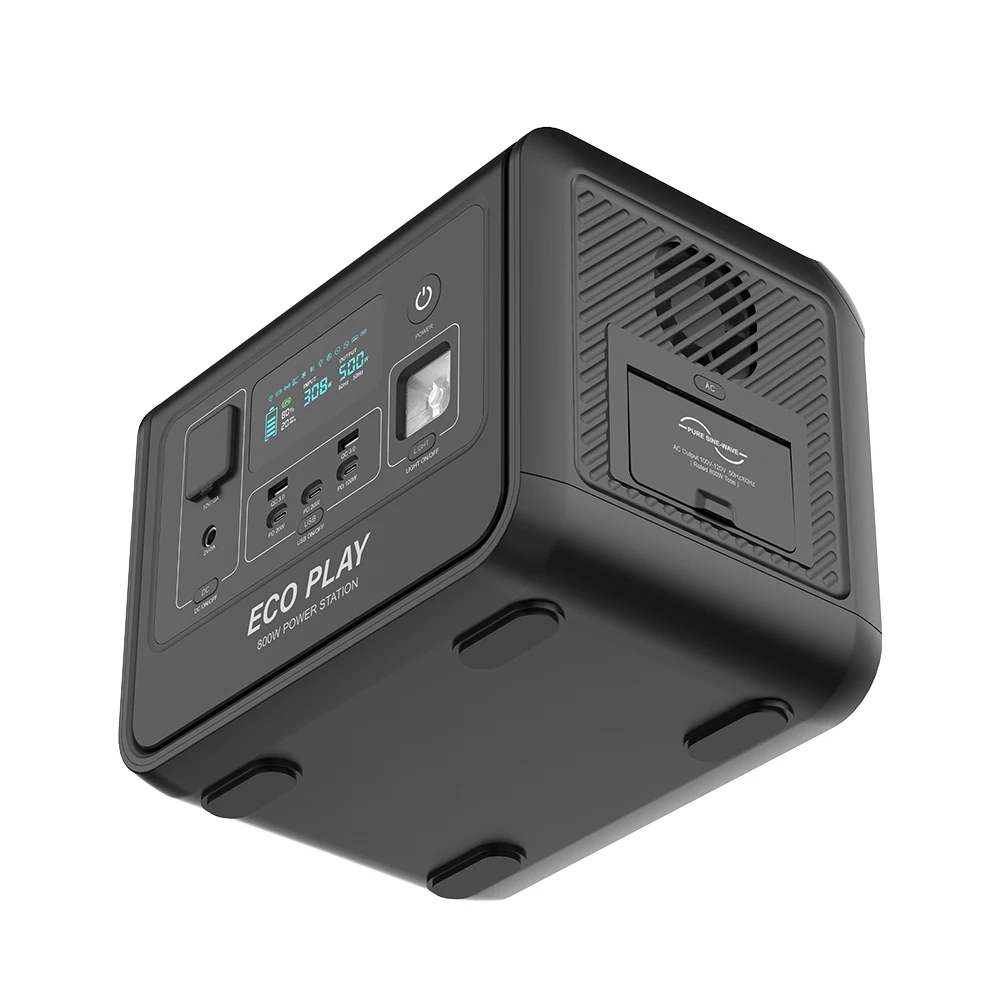 ECOPLAY Portable Power Station 800W 512Wh Solar Generator,Battery Pack Camping, Home Backup, USB-C PD, USA Plug